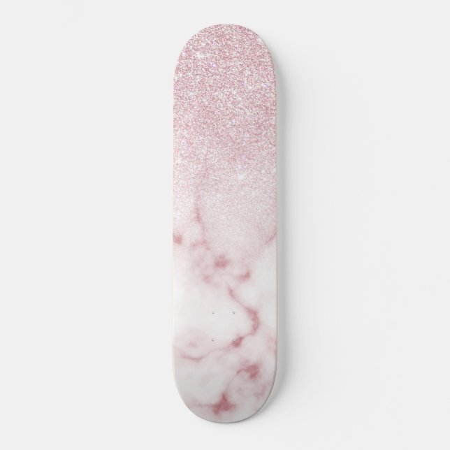 Skateboard Ombre de marbre de marbre rose rose brillant (Recto)