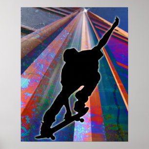 Skateboard on a Building Ray Poster