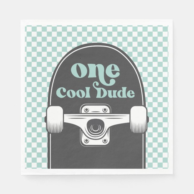 Skateboard One Cool Dude Birthday Napkin (Front)