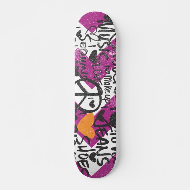 Skateboard Orange de graffiti (Devant)