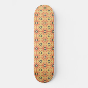 Skateboard Orange rétro et noir mou Abstrait motif floral