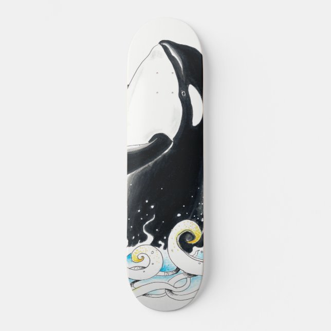 Skateboard Orca baleine brisant l'encre de gribouillis (Recto)