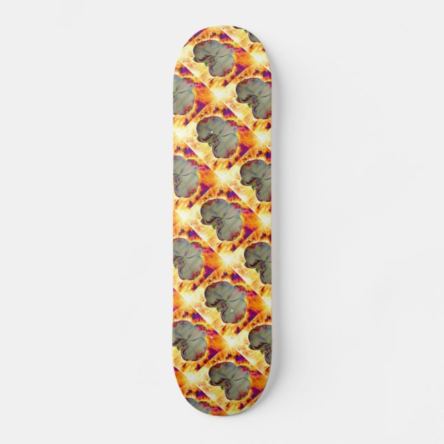 Skateboard Orchidée de feu, abstraite aquarelle vive florale (Recto)