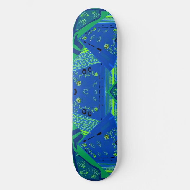Skateboard Origami Chintz (L) Vert bleu (Recto)