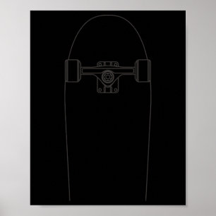 Skateboard Outline - Skater Skateboarding Vintage  Poster