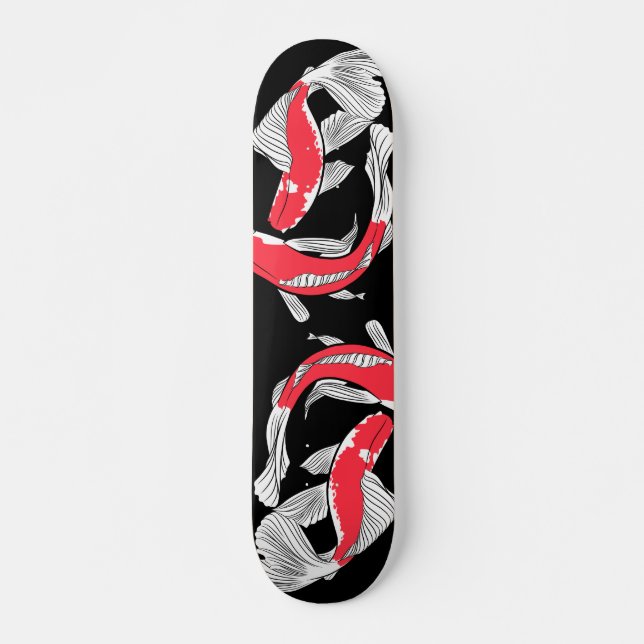 Skateboard Paire de koi japonais rouge (Devant)