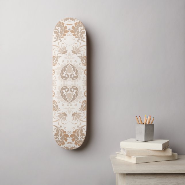 Skateboard Paisley en beige esthétique moderne Tan Brown (Art mural)