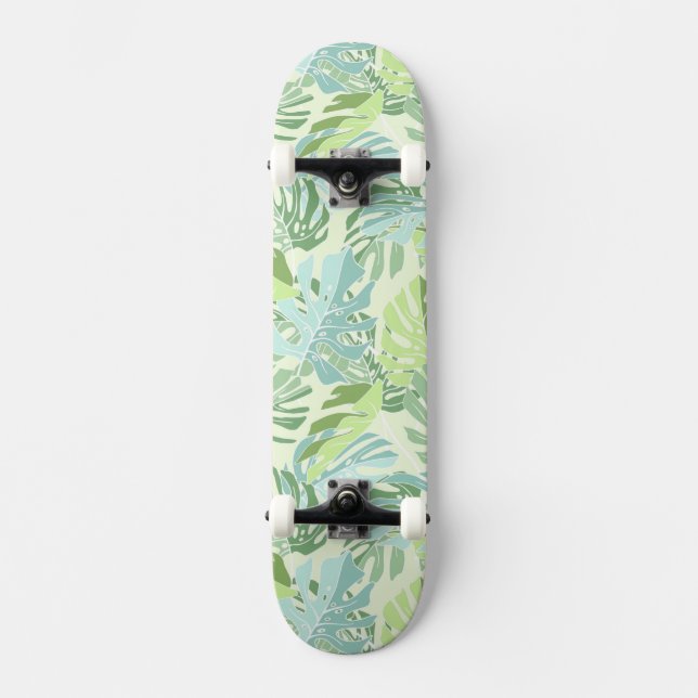 Skateboard Palmettes tropicales en pastel (Recto)