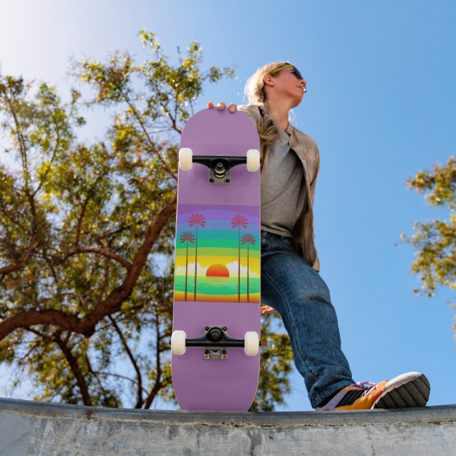 Skateboard Palmiers de lavande été (Extérieur 1)
