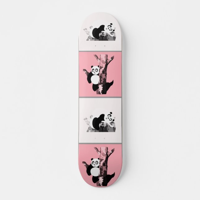 Skateboard Pandas Checker - Rose (Devant)