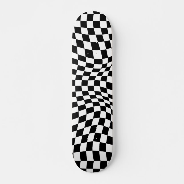 Skateboard Panneau de contrôle blanc blanc À damiers noir (Devant)
