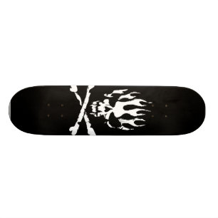 Skateboard panneau noir et blanc de patin de crâne de flamme