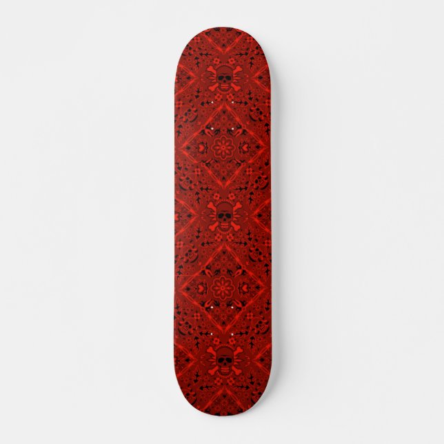 SKATEBOARD PANNEAU ROUGE DE BANDANA DE CRÂNE (Devant)