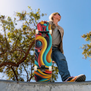 Skateboard Papercut Vagues colorées