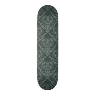 Skateboard Papier peint floral vert de luxe de damassé