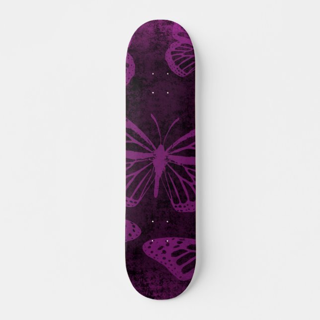 Skateboard Papillon Monarque Noir et Violet (Devant)
