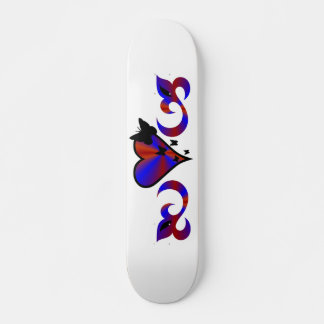 Skateboard Papillon sur cœur arc-en-ciel et lys