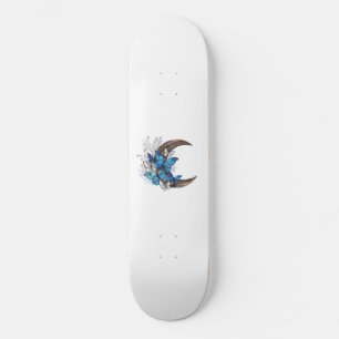 Skateboard Papillons bleus sur croissant en bois