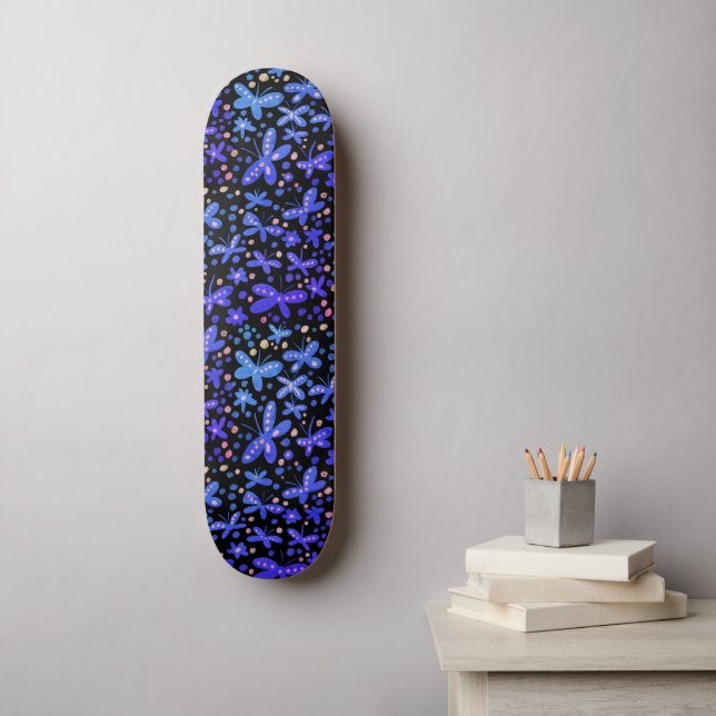 Skateboard Papillons de Nuit Bleus  (Art mural)