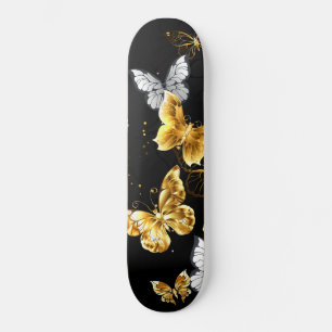 Skateboard Papillons d'or et de blanc