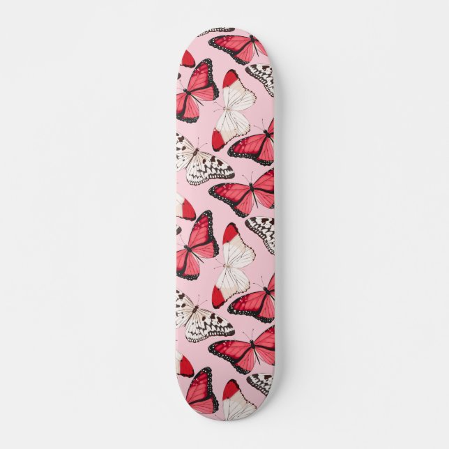 Skateboard Papillons Nature moderne Fille rose (Devant)