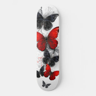 Skateboard Papillons noirs et rouges volants