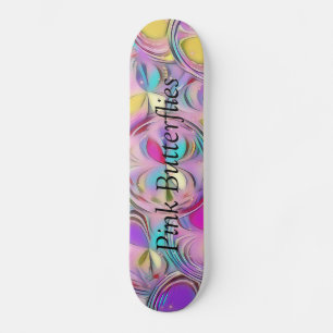 Skateboard Papillons rose étincelant
