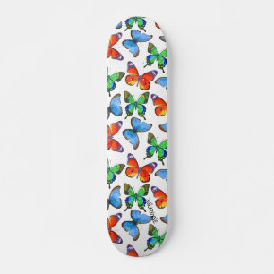Skateboard Papillons sur blanc & nom ou texte
