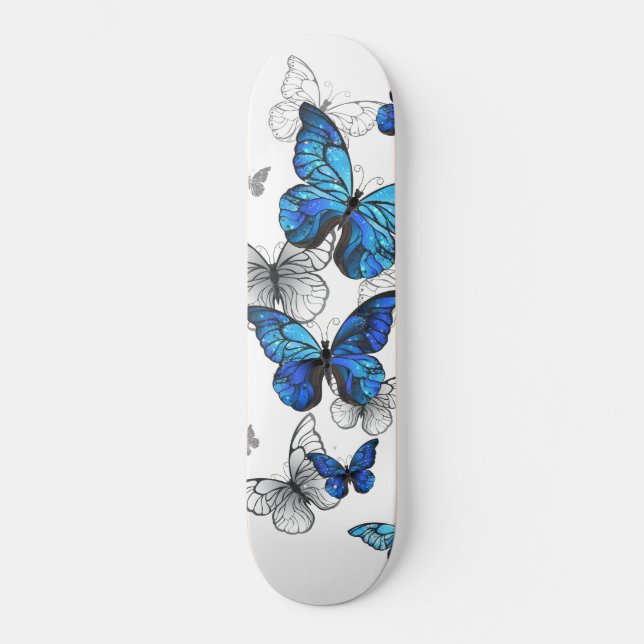 Skateboard Papillons volants bleus Morpho (Recto)