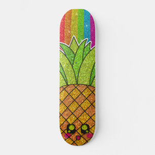 Skateboard Parties scintillant arc-en-ciel en or à ananas