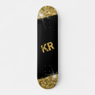 Skateboard Parties scintillant d'or noir Monogramme fille