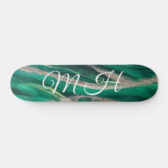 Skateboard Parties scintillant Fille Sirène verte Monogramme  (Horz)