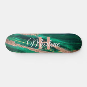 Skateboard Parties scintillant Girly Green Mermaid Monogramme