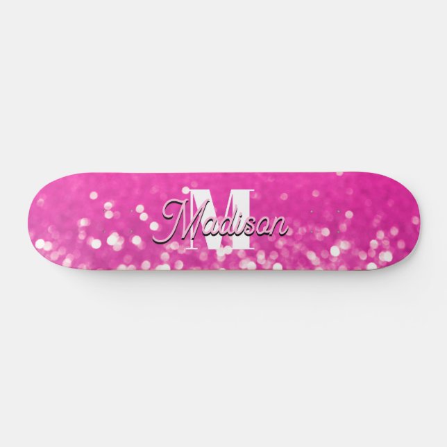 Skateboard Parties scintillant rose chaud Bokeh Monogramme (Horz)