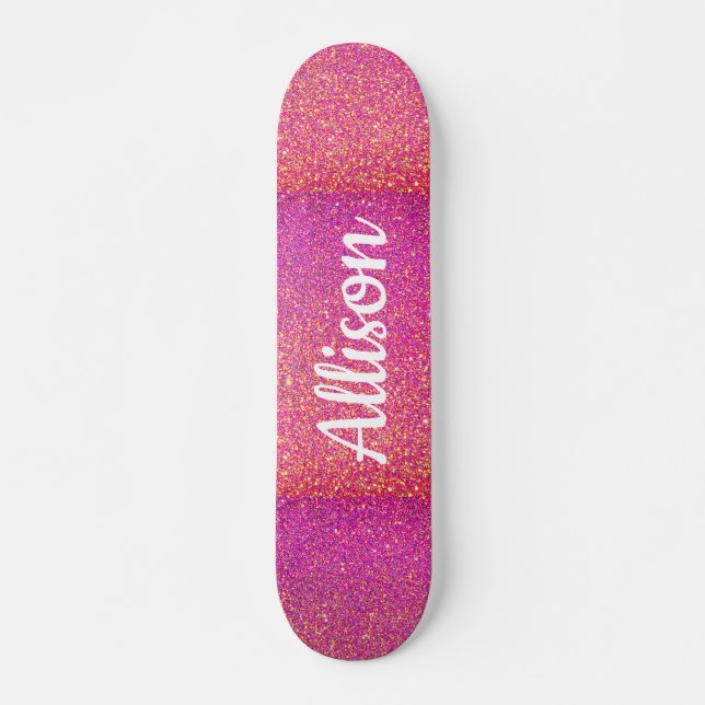 Skateboard Parties scintillant rose Étincelle fille Customisé (Devant)
