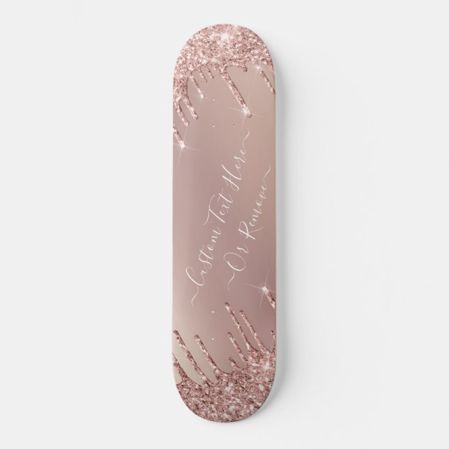 Skateboard Parties scintillant rose Gold Blush - Votre texte (Recto)