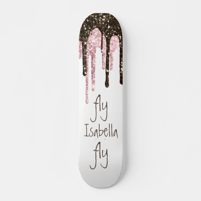 Skateboard Parties scintillant rose noire Girly Sparkle Nom p (Devant)