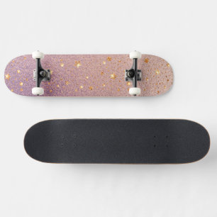 Skateboard Parties scintillant sur Rose Gold & Purple Foil Te