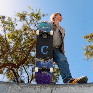 Skateboard Parties scintillant violet, bleu, Turquoise et or 