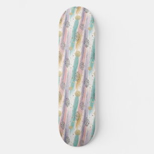 Skateboard Pastel Brushstroke & Gold Géométrique Abstrait