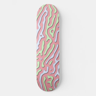 Skateboard Pastel Kawaii Design Abstrait de Squiggle coloré