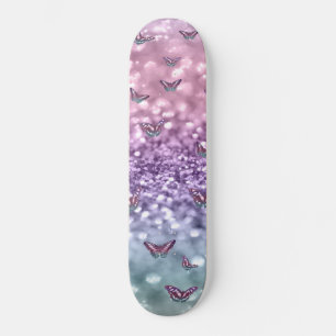 Skateboard Pastel Unicorn rêve de Parties scintillant papillo