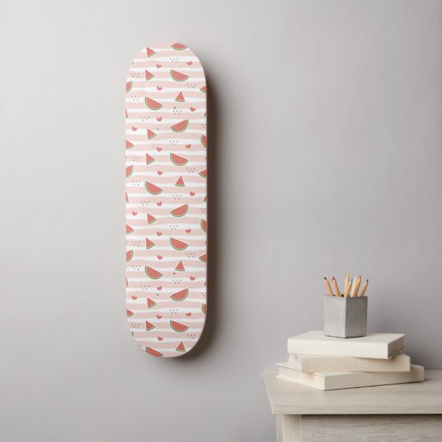 Skateboard Pastèques rouges, Coeurs, Grandes Pâtes, Motif d'é (Art mural)
