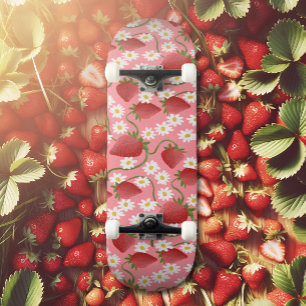 Skateboard Patch fraise rouge et rose 
