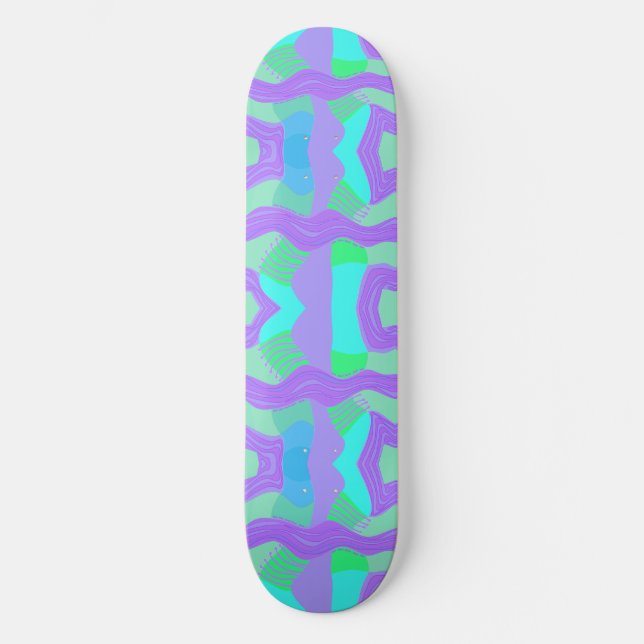 Skateboard Patchwork africain psychédélique : Vert Lilac Bleu (Recto)