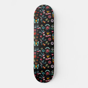 Skateboard Patinage à motifs de tatouage vintage
