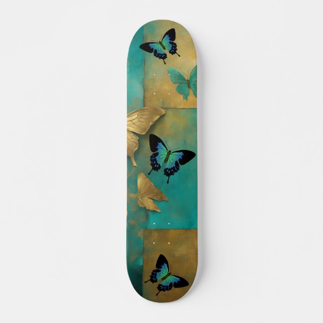 Skateboard Patinage à papillon Turquoise cool (Devant)