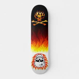 Skateboard Patinage Black to White Flames
