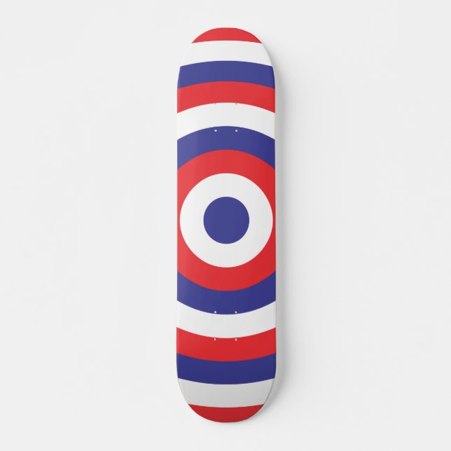 Skateboard Patinage blanc et bleu rond (Devant)