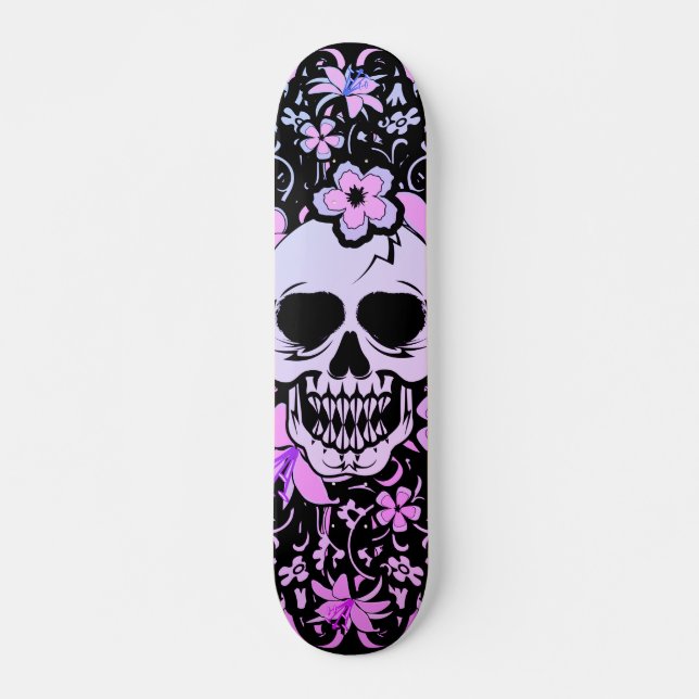 Skateboard Patinage crâne Vintage pour fille (Devant)
